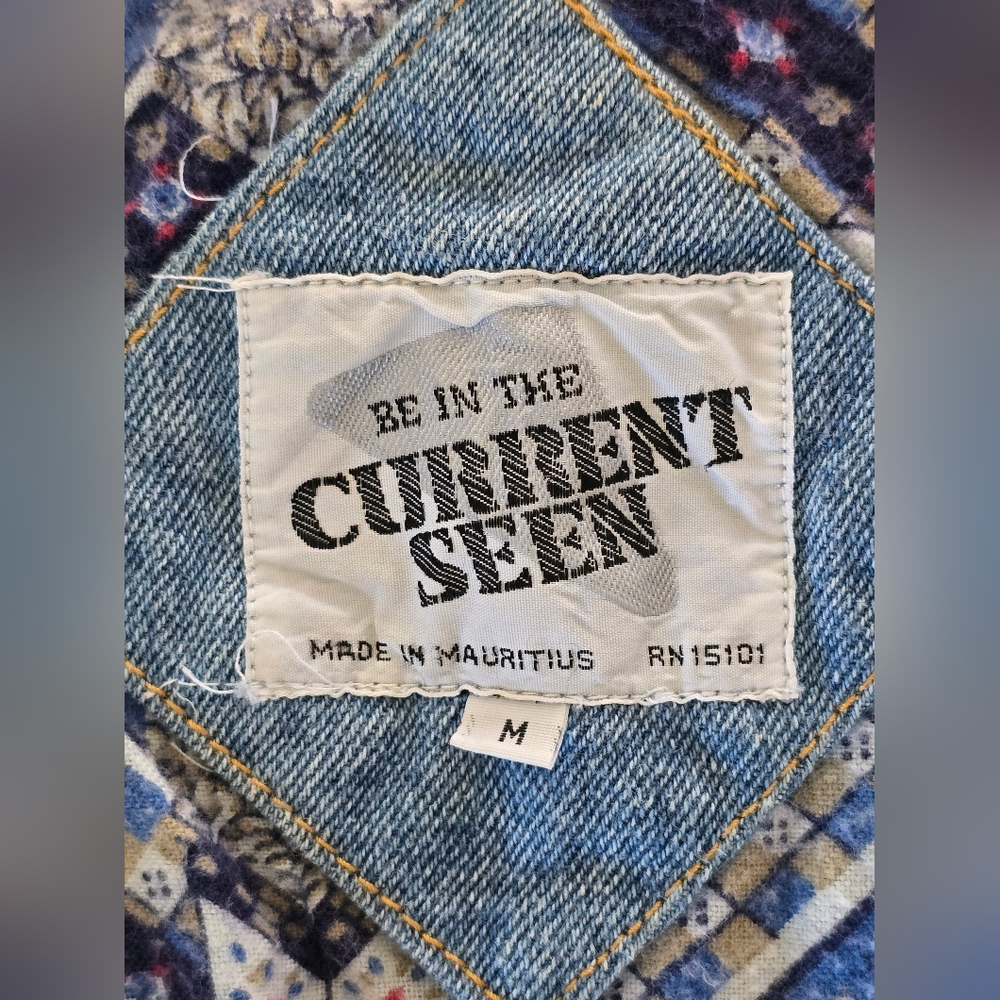 Vintage Current Seen Denim Long Coat with Tan Corduroy Collar - Picture 15 of 15
